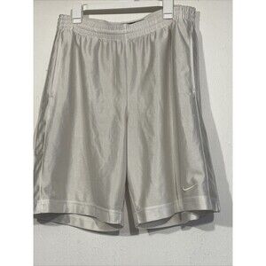 Nike BASKETBALL WHITE Shorts White Swoosh Workout Gym Sz L MEN’S